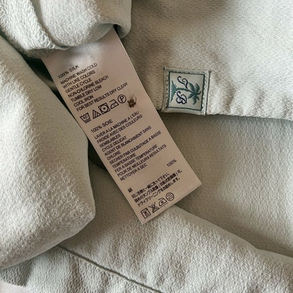 TOMMY BAHAMA 100% SILK mens short sleeve button front shirt XL in blue/green - Picture 9 of 9